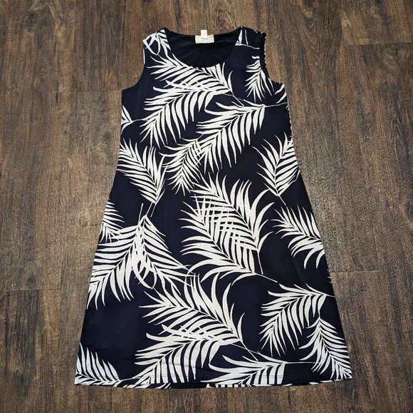 Appleseed's Dresses Apple Seeds S Palm Leaf Dress Navy White